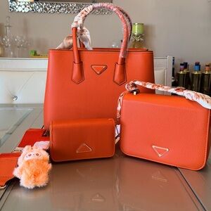 Elegant Orange Tote Bag Set